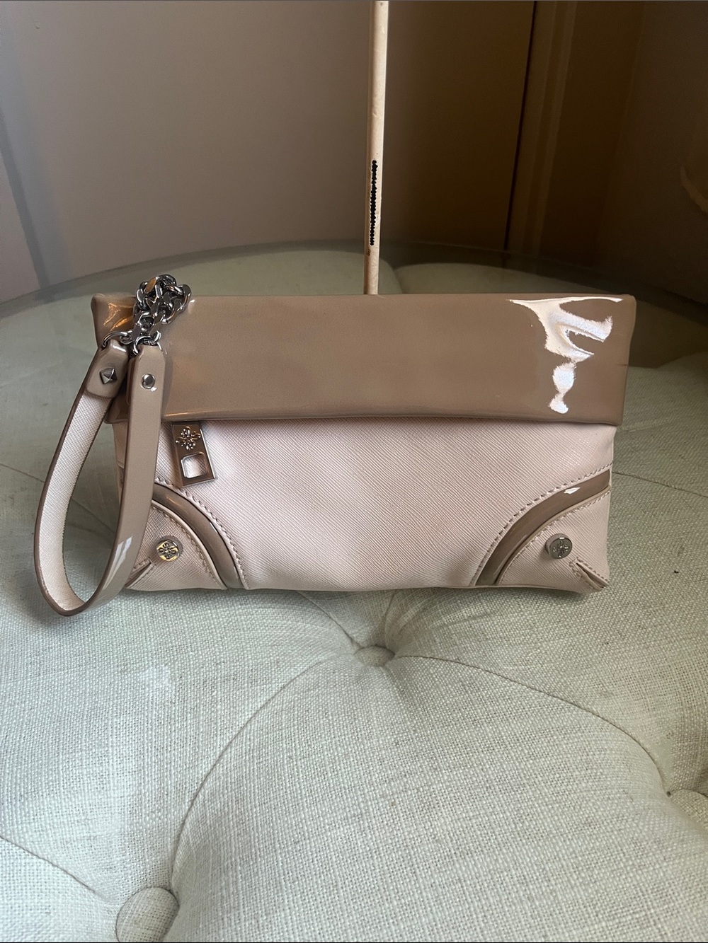 Simply Vera Vera Wang Elegant Beige Fold-Over Wristlet Clutch